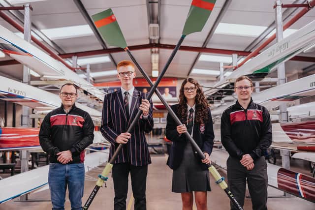 Members of Coleraine Alumni Rowing Club welcome the news the club is a recipient of the Fibrus ‘Play it Forward’ sports fund, where they will be using the funds to purchase new oars for its youth section. Credit David Cavan