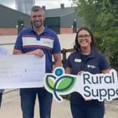 Gareth and Christina Murray are pictured with Hannah Kirkpatrick from Rural Support. Credit: Rural Support