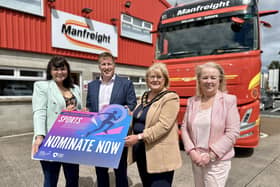 Pictured at the launch of the ABC Junior Sports Awards 2026, from left: Denise Watson, Junior Sports Awards compere; Stephen Marshall, Commercial Director Manfreight Ltd; Lord Mayor, Councillor Mary O’Dowd; Edith Jamison, Chairperson of ABC Sports Forum.
