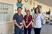Dr Martin Hanna, Consultant Paediatrician; Lesley Kennedy, Paediatric Asthma & Allergy Nurse Specialist and Anne Marie Campbell, Allergy Dietitian. Credit: Supplied