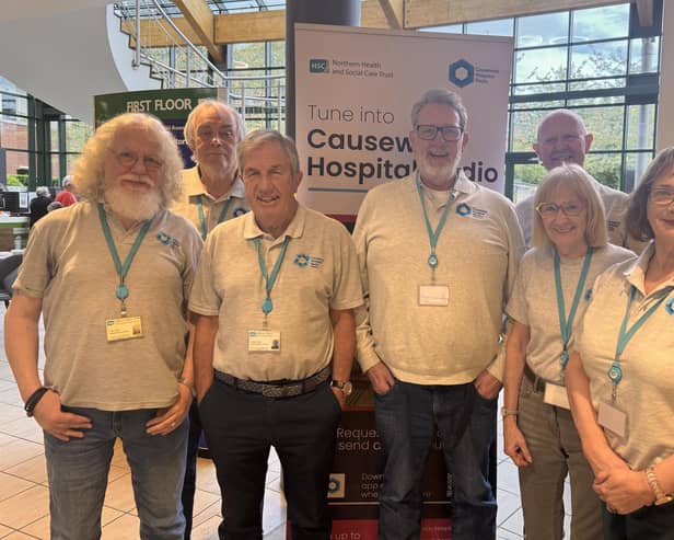 Causeway Hospital Radio volunteers pictured at their 25th anniversary celebrations.