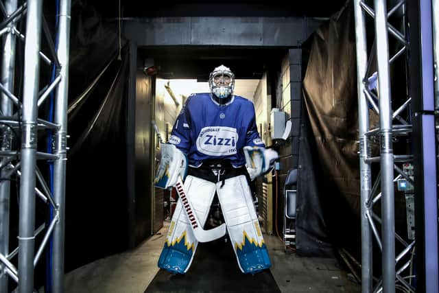 Belfast Giants’ Jackson Whistle before a warm-up pre-season game against the Cardiff Devils at the SSE Arena, Belfast. Photo by William Cherry/Presseye