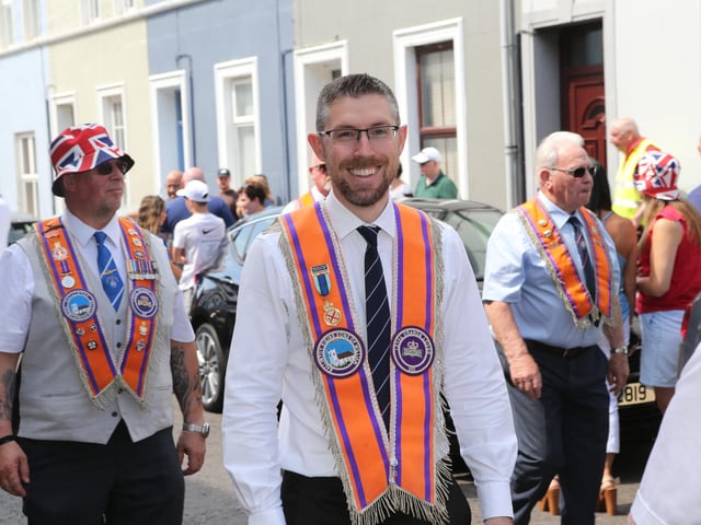 Ballymoney, Rasharkin, Cloughmills, Bushmills and Ballycastle were in attendance at the Twelfth demonstration in Ballymoney with a total of 43 Lodges and 22 bands.