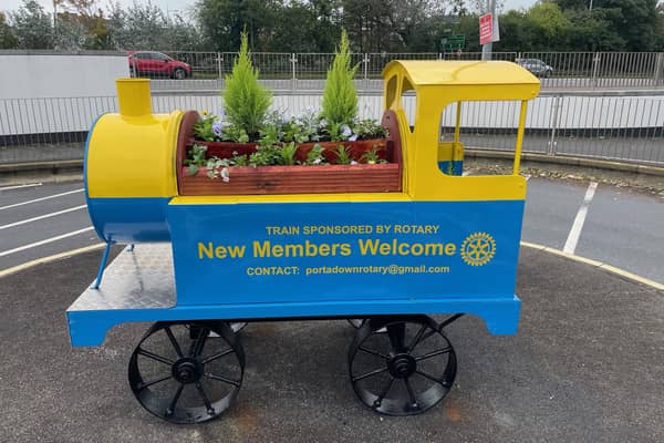 Formerly a family Thomas the Tank Engine BBQ which had a fabulous makeover with the help of many local business people and is now a centre-piece planter at Portadown Railway Station - all thanks to Portadown Rotary Club.