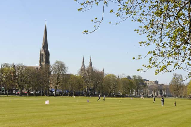 People enjoy the weather at The Mall, Armagh. Photo: Arthur Allison/Pacemaker Press