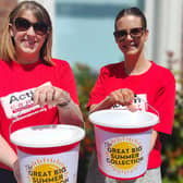 Action Cancer volunteers, Noeleen Curry and Louise Reid launch 'The Great Big Summer Collection'. The charity is seeking further volunteers to collection in Carrickfergus on August 5.  Photo: Mark Irwin-Watson