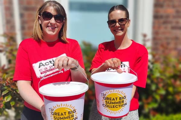 Action Cancer volunteers, Noeleen Curry and Louise Reid launch 'The Great Big Summer Collection'. The charity is seeking further volunteers to collection in Carrickfergus on August 5.  Photo: Mark Irwin-Watson