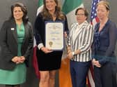 Aida Velasco, Consul for Political Affairs Mexico; Joan Burney Keatings MBE, chief executive, Cinemagic; Gloria Cruz, Director for political affairs and advocacy, Coalition for Humane Immigrant Rights (CHIRLA); and Marcella Smyth, Consul General of Ireland.