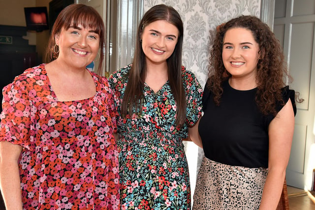 The three judges who had the onerous task of deciding the winners at the You're a Star final in Portadown Town Hall On Friday night from left, Eimear O'Neill and Clare and Ciara O'Hagan. PT23-213.