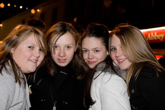 Lyndsay Ferguson, Holly Groves, Nicole Brown and Erika Trimble, at the switching on of Lisburn's Christmas lights in 2007