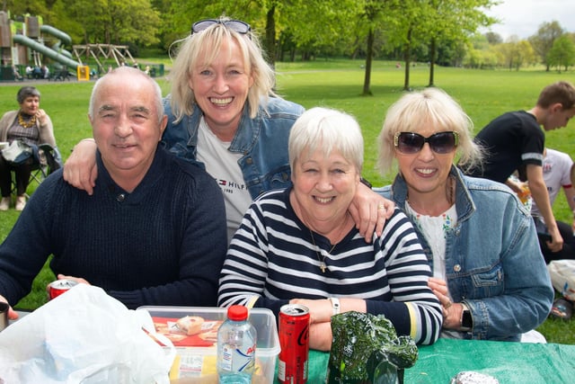 Having a great time on Sunday in Lurgan Park at the Shankill Parish picnic are from left, Paul Scoby, Lorna Dreaning, Sharon Scoby and Avril Bingham. LM19-202.