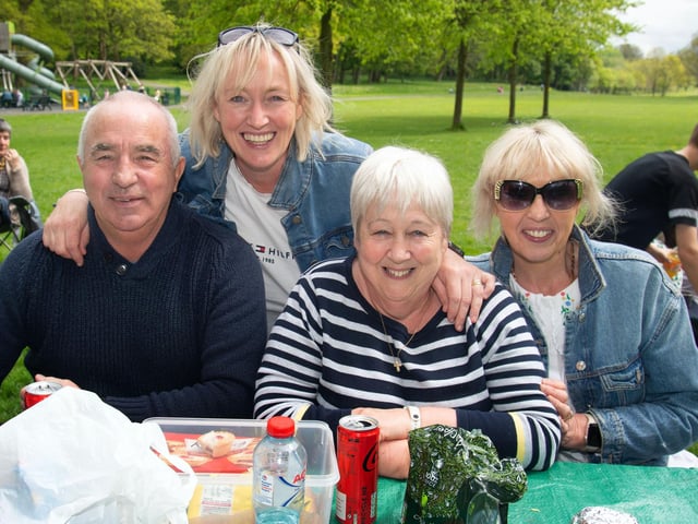 Having a great time on Sunday in Lurgan Park at the Shankill Parish picnic are from left, Paul Scoby, Lorna Dreaning, Sharon Scoby and Avril Bingham. LM19-202.