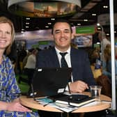 Susan Smith, National Trust Giant’s Causeway; and David Wood, Tourism Ireland, at World Travel Market in London.