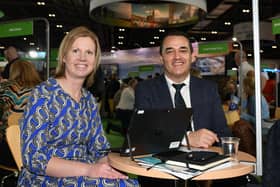 Susan Smith, National Trust Giant’s Causeway; and David Wood, Tourism Ireland, at World Travel Market in London.