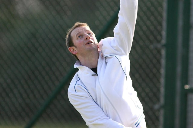LOVE STORY...Paul Logan serves during the Coleraine Tennis Club Valentine match back in 2008.