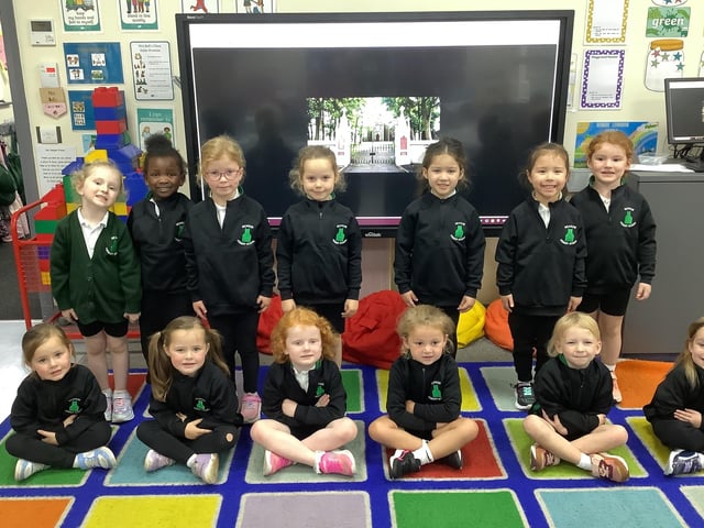 Mrs Bell and Mrs Thompson's P1 class at Seagoe Primary School.