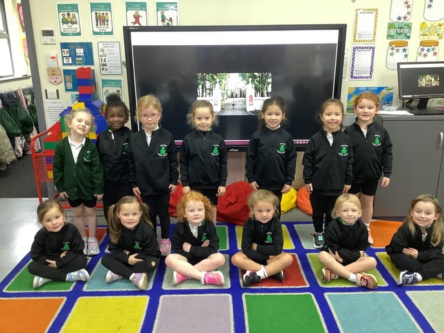 Mrs Bell and Mrs Thompson's P1 class at Seagoe Primary School.
