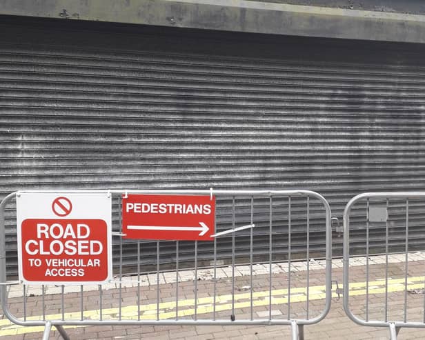 Council hear that Dunluce Street, in Larne town centre, has been closed to vehicles for 17 months. Photo:  Local Democracy Reporting Service