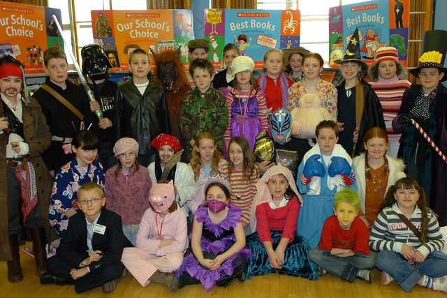 P6 and P7 pupils from Magherafelt Primary School who dressed up as their favourite book characters to mark World Book Day in 2007.