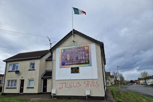 PSNI in Lurgan are investigating a surge in graffiti in the Taghnevan area with slogans such as Jesus Lives and Jesus Saves sprayed over people's homes, commercial businesses and other property.