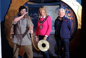 Pictured launching the new exhibition at Navan Centre and Fort are (l to r) Living History Interpret