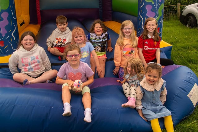 Children pictured on the bouncy castle at the Birches Vintage Rally on Saturday. PT27-200.