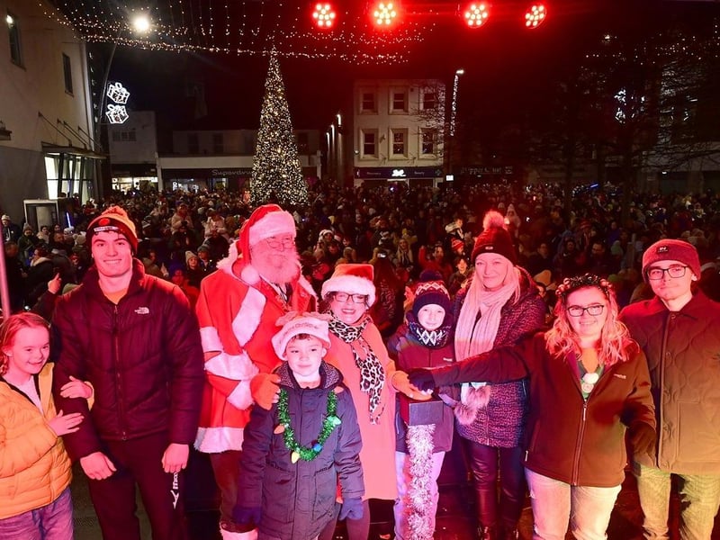 On stage with Santa at the Larne Christmas lights switch on celebrations.