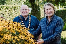 David Domoney with Mayor of Antrim and Newtownabbey, Councillor Neil Kelly. Picture: Antrim and Newtownabbey Borough Council.