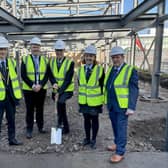 Corey (head boy), Neil Owen (Principal) Permanent Secretary at the Department of Education, Dr Mark Browne, Chair of the BoGs, Mervyn Alexander and Anna (head girl). (Pic: Contributed).