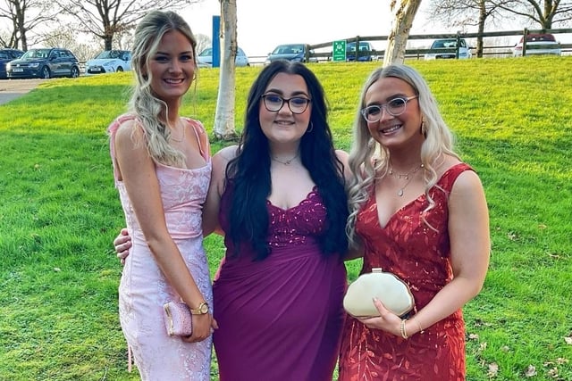 Ready for their student formal are degree students Alix Dalzell (Londonderry), Kaitlin Hanna (Kilkeel) and Chloe Millar (Benburb).
