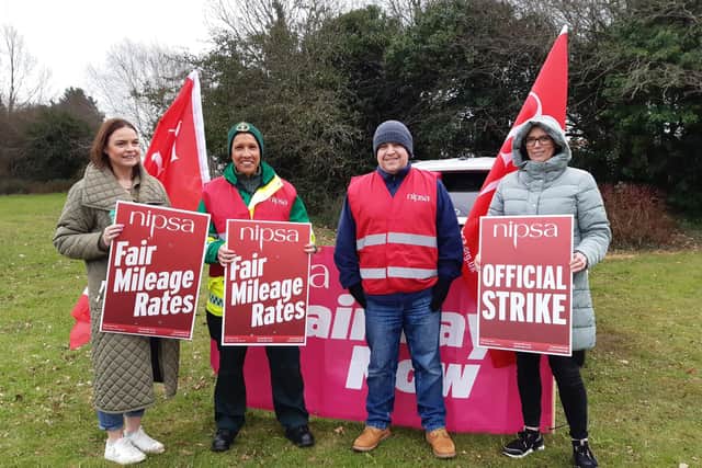 NIPSA workers from Craigavon Area Hospital, Co Armagh staged a 24 hour strike on Tuesday February 21, 2023.
