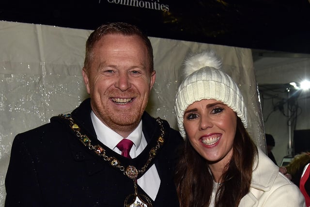Lord Mayor of ABC Council, Councillor Paul Greenfield with MC for the evening Aislinn Higgins. LM47-218.
