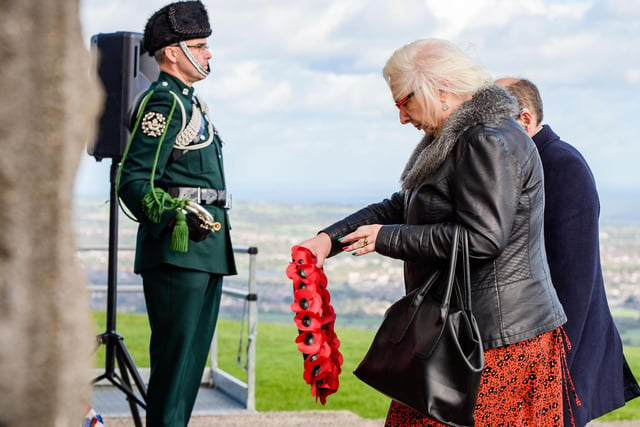 Participating in the centenary service at Knockagh Monument