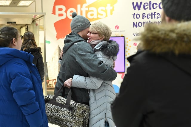 Families reunited for Christmas at George Best Belfast City Airport on Saturday.