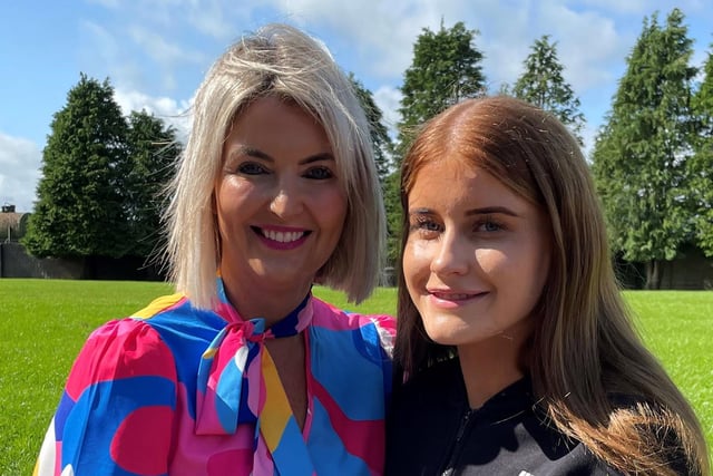 Well done to Cara Mallon who received three A* and seven A grades in her GCSE examinations. A fantastic achievement for Cara and she is pictured with Mrs Katrina Crilly, college principal.