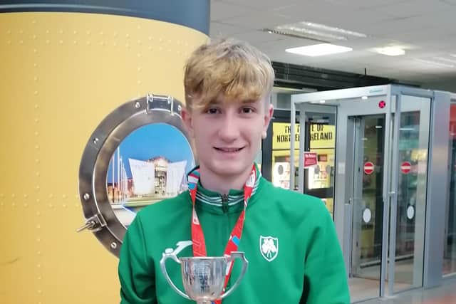 Newmills runner Nick Griggs edged closer to Jim McGuinness' Northern Ireland mile record when he smashed his own Irish U-20 record with a time of 3:55:73 to finish third in the mile at the Morton Games in Dublin. Credit: Mid Ulster Council