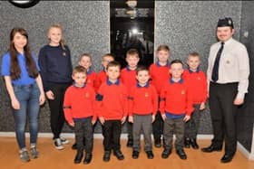 The Anchor Boys of 13th Newtownabbey Boys' Brigade with Martine Scott, Rachael Johnstone and Jonny Cameron in 2018.