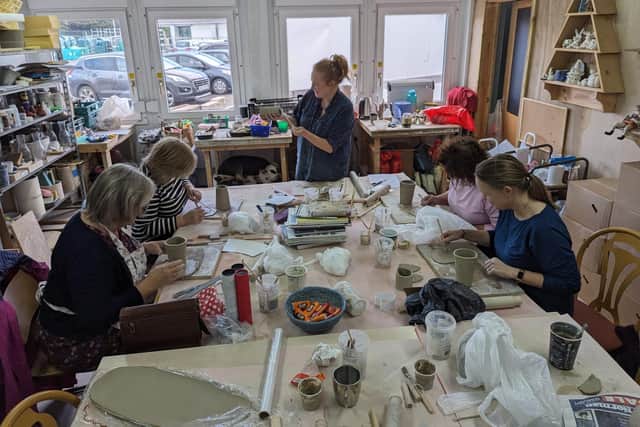 Participants enjoy a pottery class. Picture: Portadown Wellness Centre