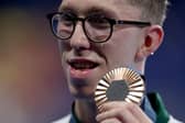 Bronze medalist Daniel Wiffen of Team Ireland poses following the swimming medal ceremony after the Men's 1500m Freestyle Final on day nine of the Olympic Games Paris 2024 at Paris La Defense Arena. Picture: Quinn Rooney/Getty Images.