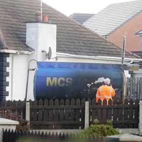 Press Eye - Belfast - Northern Ireland - 16th October 2026 The remains of an oil tanker on Mourneview Avenue in Lurgan which caught fire on Friday afternoon. Picture by Jonathan Porter/PressEye
