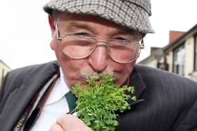 James Doherty proudly kisses the shamrock at St Patrick's Day AOH parade in Kilrea in 2010.