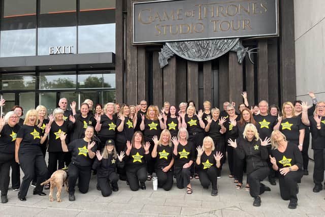 Rock Choir members from Banbridge, Craigavon, Newry and Portadown stopped off at the Game of Thrones Studio on their mystery bus tour.