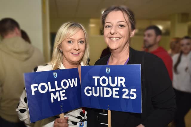 Tour guides at the Craigavon Senior High School open night, Jolene Beattie, left, and Kerry Nicholson. PT04-207.