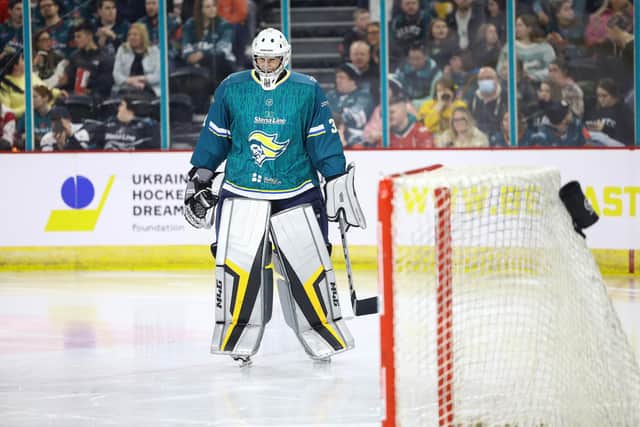 Petr Cech starred in goal for the Belfast Giants All Stars, playing the first half of the game and conceding one goal. Tonight the Belfast Giants All Stars and Dnipro Kherson competed in a charity ice hockey game in support of Ukrainian Hockey Dream. After the game, a cheque for £50,000 - the total sum raised so far, was presented to Georgii Zubko. A further donation from additional fundraising activities is to be announced in due course. Picture: PressEye