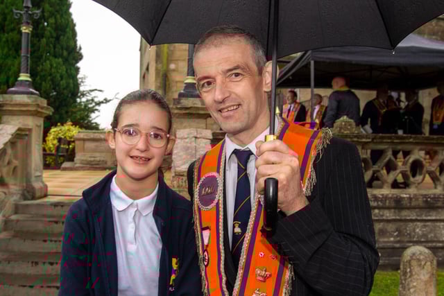 Ready for the road...Paul Stringer and daughter Molly pictured at Brownlow House before the Lurgan Mini 12th. LM27-205.