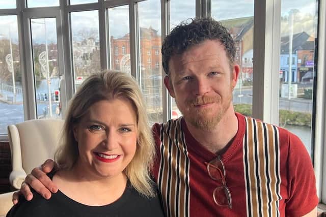 Portadown based Talent agent and teacher Shelley Lowry with her client Seamus O'Hara who stars in the Oscar nominated movie 'An Irish Goodbye'. Shelley attended the Oscars last year with another of her clients Jude Hill from Gilford, Co Down who starred in the Oscar nominated movie Belfast.