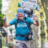 Lisburn man Stewart Barbour is walking 560 miles through Northern Ireland's 50 largest towns to raise money for Cancer Focus NI. Pic credit: Cancer Focus NI