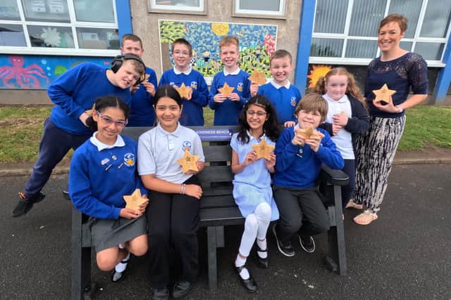 The School Council at Knockmore Primary School celebrates being named the winner of the Collective Kindness Award at the national Kindness Awards. Pic credit: 52 Lives