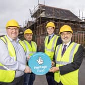 LCCC’s chair of Communities and Wellbeing, Councillor Jonathan Craig; council chief executive, David Burns; Mukesh Sharma, Northern Ireland Committee chair for the National Lottery Heritage Fund and Resurgam Trust’s director, Adrian Bird.