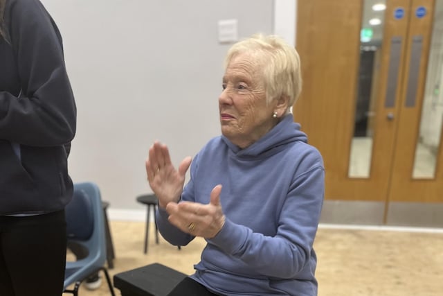 Pictured in rehearsals for Ballywillan Drama Group's production of Fiddler on the Roof is Olive Hemphill who is reprising her role as Yente the matchmaker.
